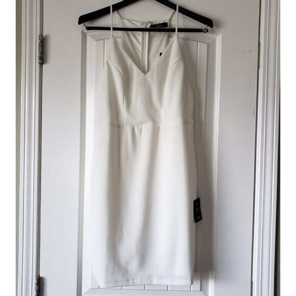 Lulus V Neck Bodycon Mini Dress White Womens Medium Came Here to Party Cocktail - Picture 5 of 16